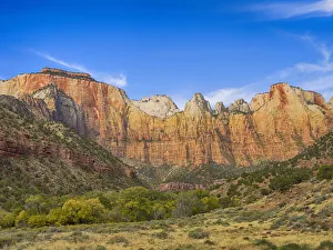 Images Dated 26th July 2019: USA, Utah. Zion National Park, Towers of the Virgin, and The West Temple