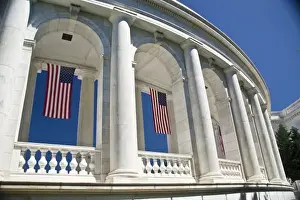 Images Dated 22nd May 2008: USA, VA, Arlington. American Flags are hung around the Ampitheater located adjacent