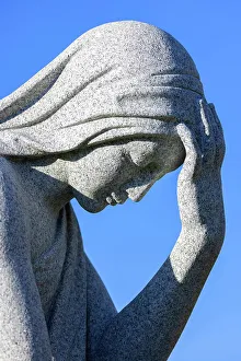 Vermont Prints: USA, Vermont, Barre. Stone statue of woman in Hope Cemetery