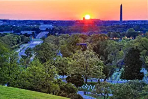 District Of Columbia Prints: USA, Virginia, Arlington, Arlington National Cemetery at Sunrise