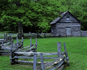 Cabin Prints: USA, Virginia, Blue Ridge Parkway, The Puckett Cabin