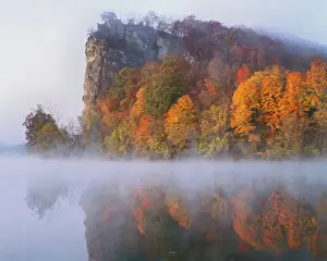Virginia Prints: USA, Virginia, Giles County, Bluff at sunrise on New River