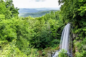 Virginia Prints: USA, Virginia, Hot Springs. Waterfall in the countryside