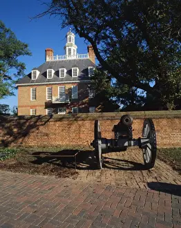 Cannon Prints: USA, Virginia, Williamsburg, Cannon outside Governors palace
