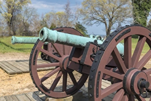 Cannon Prints: USA, Virginia, Yorktown, cannon on battlefield