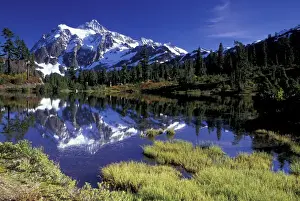Reflect Prints: USA, WA, Heather Meadows RA. Mount Shuksan reflected in Picture Lake