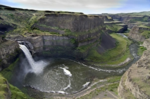 Powerful Prints: USA, WA, Palouse Falls State Park. Palouse River drops 198 feet at Palouse Falls