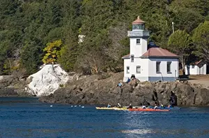 Kayaker Prints: USA, WA, San Juan Islands. Lime Kiln State Park (Whale Watch Park) is famous locale