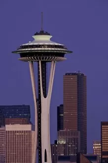 USA, WA, Seattle, Space Needle. dusk
