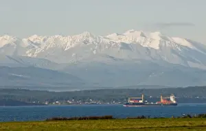 Coupeville Prints: USA, WA, Whidbey Island. View from Ebeys Bluff across Strait of Juan de Fuca