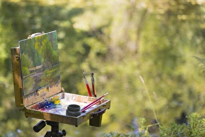 Images Dated 23rd July 2013: USA, Washington, Bainbridge Island. Scenic painting on a mount