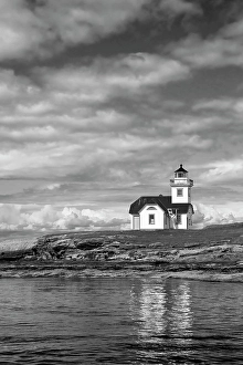 Images Dated 13th October 2023: USA, Washington. Black and white of Patos Island Lighthouse
