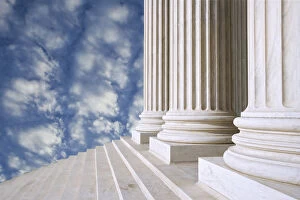 Images Dated 24th April 2007: USA, Washington, D.C. Close-up of columns and stairs at U.S. Supreme Court building