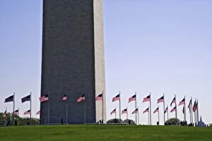 USA, Washington, D.C. Fifty American flags surround the Washington Monument