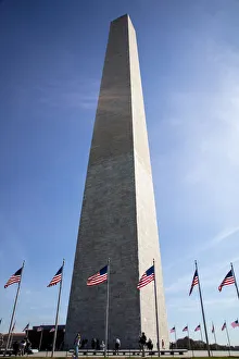 Images Dated 10th April 2017: USA, Washington, DC, Flags Waving Around the Washington Monument