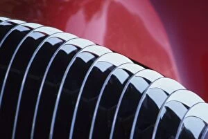 Cars Collection: USA, Washington, Everett. Front grill detail of red, custom-built (in 1941) auto