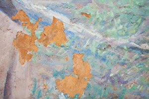 Peeling Prints: USA, Washington, Fort Hayden. Abstract details of painted wall