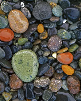 Pebble Prints: USA, Washington, Lopez Island, Agate Beach County, Stones