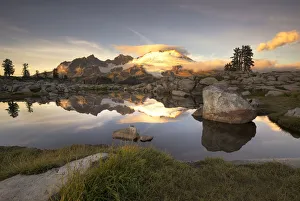 USA, Washington. Mt. Baker reflects in lake