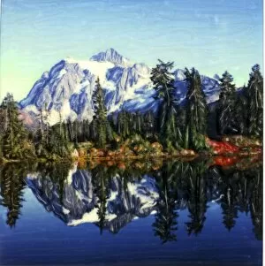 Images Dated 25th September 2007: USA, Washington, Mt. Shuksan. Mt. Shuksan reflected in Reflection Lake in fall. Polaroid