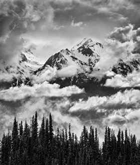 Images Dated 17th May 2014: USA, Washington, Olympic National Park, Mount Carrie and Carrie Glacier through