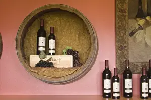 Tasting Room Prints: USA, Washington, Quincy. Wines on display in tasting room of Cave B Inn and Winery