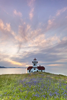Images Dated 2nd May 2012: USA, Washington, San Juan Islands. Sunset on Patos Island Lighthouse