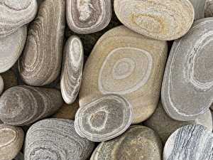 Pebble Prints: USA, Washington, Seabeck. Close-up of beach stones