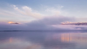 Images Dated 25th February 2016: USA, Washington, Seabeck. Foggy sunrise over Hood Canal