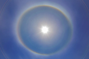 Halo Prints: USA, Washington, Seabeck. Rainbow-colored halo
