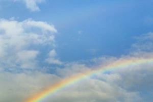 Cheerful Prints: USA, Washington, Seabeck. Rainbow in light rainfall