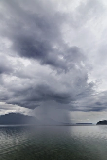 Land Prints: USA, Washington, Seabeck. Rainstorm over Hood Canal