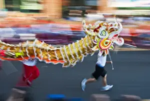 Images Dated 19th July 2009: USA, Washington, Seattle. 100ft dragon in Chinatown Seafair Parade