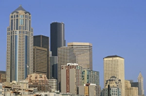Images Dated 8th June 2007: USA, Washington, Seattle, Downtown. View of downtown skyscrapers