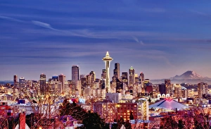 Space Needle Prints: USA, Washington, Seattle, New Years Day in Seattle