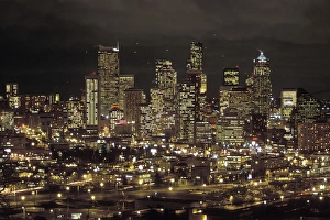 Images Dated 30th April 2009: USA, Washington, Seattle. Nighttime skyline of downtown