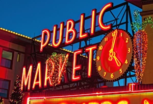 Shopper Prints: USA, Washington, Seattle, Pike Place Market. Christmas at the Pike Place Market in