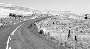 New Images August 2022 Prints: USA, Washington State, Benge Washtucna Road in black and white