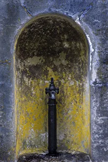 Alcove Prints: USA, Washington State, Fort Flagler State Park. Detail of weathered alcove