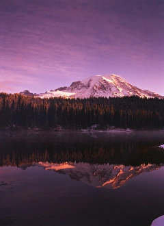 USA, Washington State, Mount Rainier National Park, view of Reflection lake with
