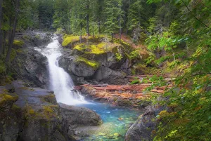 Images Dated 1st October 2021: USA, Washington State, Mt. Rainier National Park. Silver Falls on the Ohanapecosh River