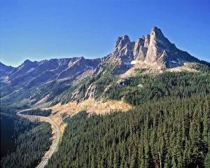 High Way Prints: USA, Washington State, North Cascades NP. A summers day view of Washington Pass