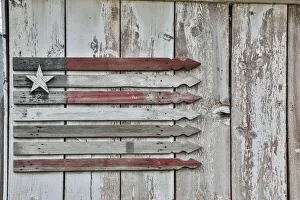 Patriotism Prints: USA, Washington State, Palouse. American flag in Benge