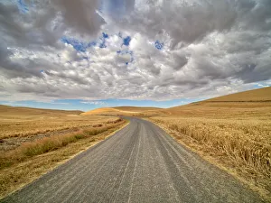 Images Dated 3rd January 2021: USA, Washington State, Palouse. Country backroad through harvest fields