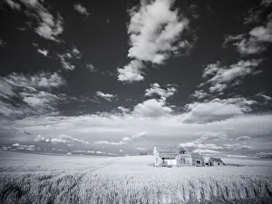 USA, Washington State, Palouse. Infrared of old homestead with special clouds