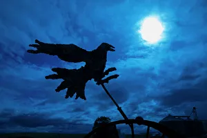 Moody Prints: USA, Washington State, Palouse, Colfax. weathervane. Bird