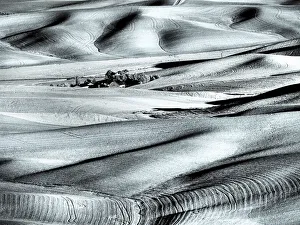 USA, Washington State, Palouse region, Rolling hills at Sunset