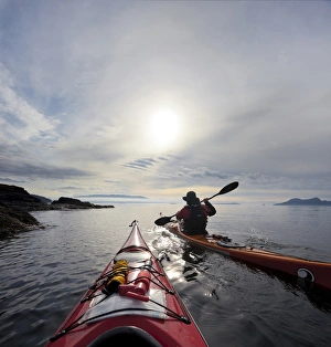 Images Dated 17th July 2011: USA, Washington state, San Juan Islands. Sea kayakers paddle along the shore of Rosario