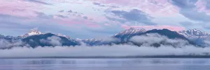 Salish Sea Prints: USA, Washington State, Seabeck. Composite of Hood Canal and Olympic Mountains at sunrise