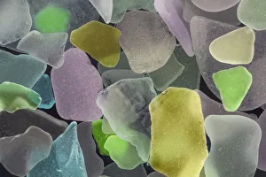USA, Washington State, Seabeck. Beach glass close-up